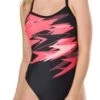 Gereviseerd Product - Speedo E10 Boom Placement Thinstrap Swimsuit Black Red -Speedo 5c922402f366f