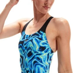 Speedo Allover Digital Powerback Badpak - Black/True Navy/Cobalt Pop/Hypersonic Blue/Green Glow/Lemon Drizzle -Speedo speedo allover digital powerback bathing suit black true navy cobalt pop hypersonic blue green glow lemon drizzle 2 1516614