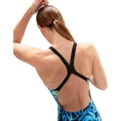 Speedo Allover Digital Powerback Badpak - Black/True Navy/Cobalt Pop/Hypersonic Blue/Green Glow/Lemon Drizzle -Speedo speedo allover digital powerback bathing suit black true navy cobalt pop hypersonic blue green glow lemon drizzle 3 1516615