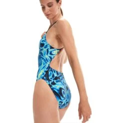 Speedo Allover Digital Powerback Badpak - Black/True Navy/Cobalt Pop/Hypersonic Blue/Green Glow/Lemon Drizzle -Speedo speedo allover digital powerback bathing suit black true navy cobalt pop hypersonic blue green glow lemon drizzle 5 1516617