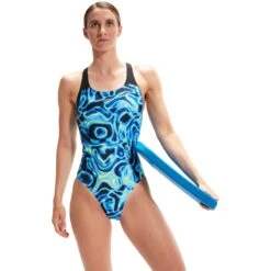 Speedo Allover Digital Powerback Badpak - Black/True Navy/Cobalt Pop/Hypersonic Blue/Green Glow/Lemon Drizzle -Speedo speedo allover digital powerback bathing suit black true navy cobalt pop hypersonic blue green glow lemon drizzle 8 1516619