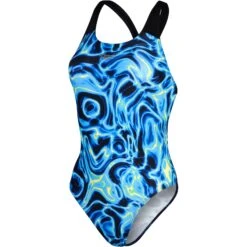 Speedo Allover Digital Powerback Badpak - Black/True Navy/Cobalt Pop/Hypersonic Blue/Green Glow/Lemon Drizzle