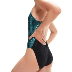 Speedo Allover Digital Powerback Badpak - Night Jungle/Black/Marine Blue/Mystic -Speedo speedo allover digital powerback bathing suit night jungle black marine blue mystic 2 1516024