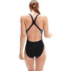 Speedo Allover Digital Powerback Badpak - Night Jungle/Black/Marine Blue/Mystic -Speedo speedo allover digital powerback bathing suit night jungle black marine blue mystic 6 1516027