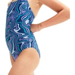 Speedo Allover Medalist Meisjes Badpak - Ammonite Blue/blue Tack/miami Lilac/aquarium -Speedo speedo allover medalist girls bathing suit ammonite blue blue tack miami lilac aquarium 3 1424842