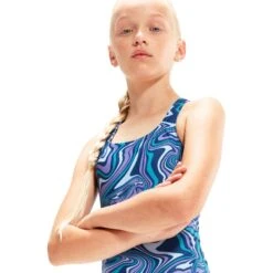 Speedo Allover Medalist Meisjes Badpak - Ammonite Blue/blue Tack/miami Lilac/aquarium -Speedo speedo allover medalist girls bathing suit ammonite blue blue tack miami lilac aquarium 4 1424843