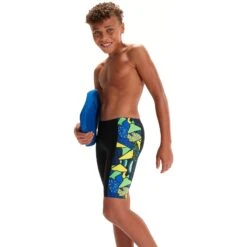 Speedo Allover Panel Jammer Jongen - Black/blue Flame/bright Yellow/fluo Green -Speedo speedo allover panel jammer boys black blue flame bright yellow fluo green 11 1426090