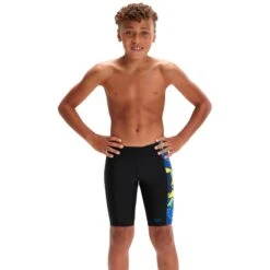 Speedo Allover Panel Jammer Jongen - Black/blue Flame/bright Yellow/fluo Green -Speedo speedo allover panel jammer boys black blue flame bright yellow fluo green 8 1426087