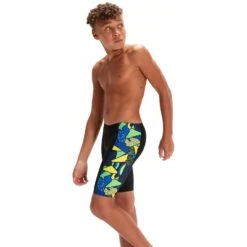 Speedo Allover Panel Jammer Jongen - Black/blue Flame/bright Yellow/fluo Green -Speedo speedo allover panel jammer boys black blue flame bright yellow fluo green 9 1426088