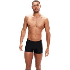 Speedo Allover V-Cut Aquashort - Black/chroma Blue -Speedo speedo allover v cut aquashort black chroma blue 4 1427274