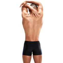 Speedo Allover V-Cut Aquashort - Black/chroma Blue -Speedo speedo allover v cut aquashort black chroma blue 6 1427276