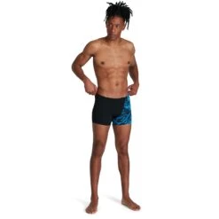 Speedo Allover V-Cut Aquashort - Black/pool -Speedo speedo allover v cut aquashort black pool 4 1301764