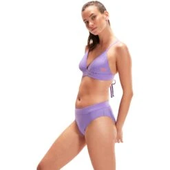 Speedo Banded Triangle Dames Bikini - Miami Lilac/soft Coral -Speedo speedo banded triangle 2 piece womens bikini miami lilac soft coral 11 1424866