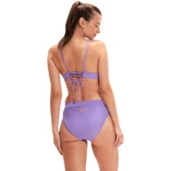 Speedo Banded Triangle Dames Bikini - Miami Lilac/soft Coral -Speedo speedo banded triangle 2 piece womens bikini miami lilac soft coral 12 1424867