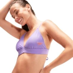 Speedo Banded Triangle Dames Bikini - Miami Lilac/soft Coral -Speedo speedo banded triangle 2 piece womens bikini miami lilac soft coral 7 1424862