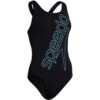 Speedo Boom Logo Placement Flyback Bathing Suit - Black/light Adriatic -Speedo speedo boom logo placement flyback bathing suit black light adriatic 965824