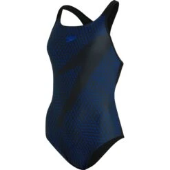 Speedo Boom Logo Placement Racerback Bathing Suit - Boom Logo Black/blue Flame