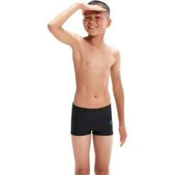 Speedo Hyper Boom Logo Placement Aquashort Jongens - Black/Bolt -Speedo speedo boys hyper boom logo placement aquashort black bolt 4 1515459