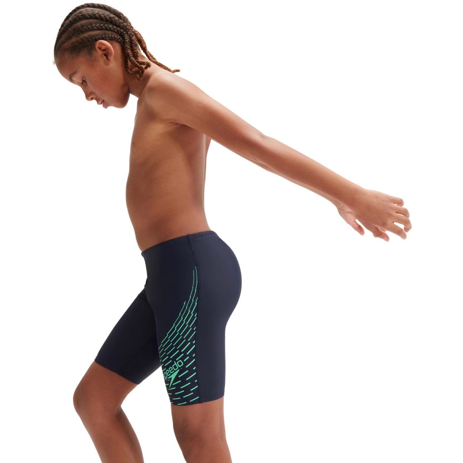 Speedo Medley Logo Zwemjammer Jongens - True Navy/Green Glow 5 Speedo Medley Logo Zwemjammer Jongens - True Navy/Green Glow - Afbeelding 3