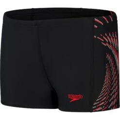 Speedo Plastisol Placement Zwemshort Jongens - Black/Fed Red/Dapple Grey