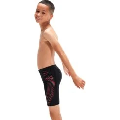 Speedo Plastisol Placement Zwemjammer Jongens - Black/Fed Red/Dapple Grey -Speedo speedo boys plastisol placement jammer black fed red dapple grey 5 1515681
