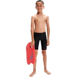 Speedo Plastisol Placement Zwemjammer Jongens - Black/Fed Red/Dapple Grey -Speedo speedo boys plastisol placement jammer black fed red dapple grey 7 1515683