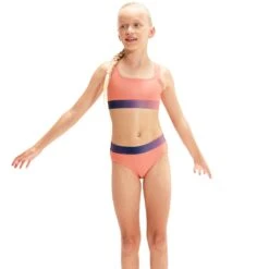 Speedo Contrast Band Meisjes Bikini - Soft Coral/miami Lilac -Speedo speedo contrast band 2 piece girls bikini soft coral miami lilac 4 1424902