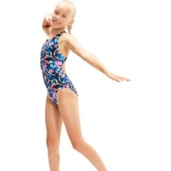 Speedo Digital Allover Leaderback Meisjes Badpak - True Navy/black/blue Flame Blue/rose Violet/bright Yellow -Speedo speedo digital allover leaderback girls bathing suit true navy black blue flame blue rose violet bright yellow 10 1423787