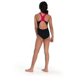 Speedo Digital Placement Splashback Meisjes Badpak - Black/electric Pink/pool/blue Flame -Speedo speedo digital placement splashback kids bathing suit black electric pink pool blue flame 5 1302021