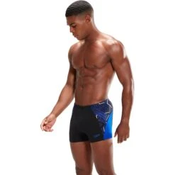 Speedo ECO END+ Splice Zwembroek - Black/chroma Blue/white -Speedo speedo eco end plus splice aquashort black chroma blue white 6 1427952