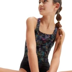 Speedo Digital Placement Medalist Badpak Kinder - Black/Orchid Shine/Lemon Drizzle/Marine Blue/Hypersonic Blue -Speedo speedo girls digital placement medalist bathing suit black orchid shine lemon drizzle marine blue hypersonic blue 3 1515768