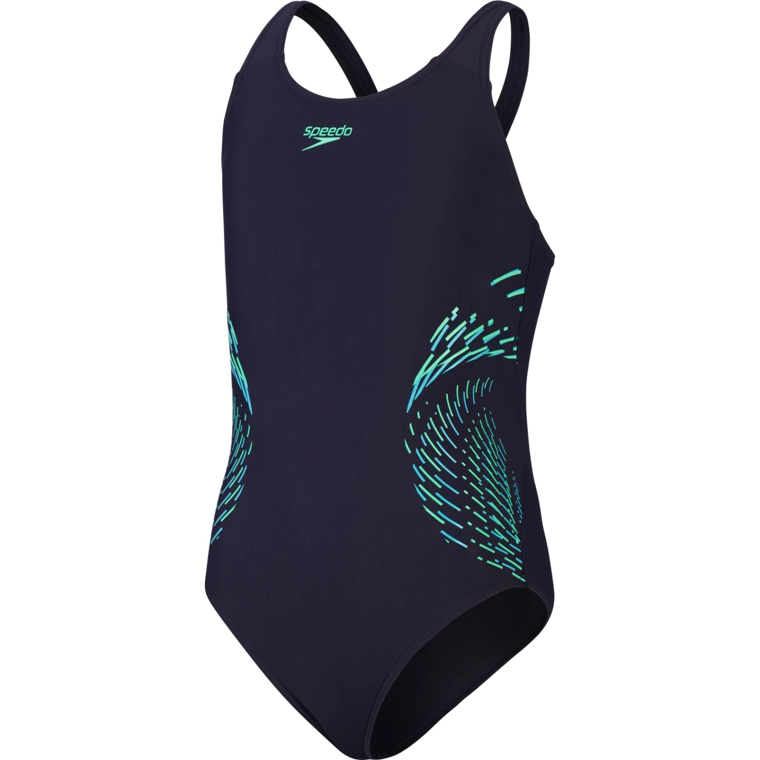 Speedo Placement Muscleback Meisjes Badpak - True Navy/Green Glow/Fluo Arctic 3 Speedo Placement Muscleback Meisjes Badpak - True Navy/Green Glow/Fluo Arctic