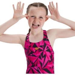 Speedo Hyperboom Allover Medalist Kids Bathing Suit - Hyper Black/electric Pink/ecstatic -Speedo speedo hyperboom allover medalist kids bathing suit hyper black electric pink ecstatic 1 1302275