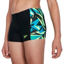 Speedo Hyperboom Panel Aquashort Kids - Black/pool/bright Zest -Speedo speedo hyperboom panel aquashort kids black pool bright zest 2 1302322