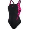 Speedo Hyperboom Splice Muscleback Bathing Suit - Black/electric Pink/ecstatic Pink