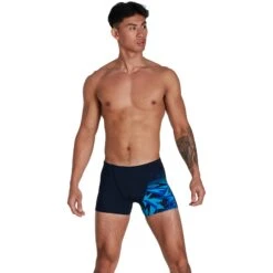 Speedo Hyper Boom V-Cut Heren Zwemshort - Navy/Blauw -Speedo speedo hyperboom v cut aquashort true navy blue flame pool 8 1302464