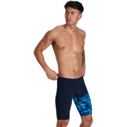 Speedo Hyper Boom V-Cut Zwemjammer - True Navy/Blue Flame/Pool -Speedo speedo hyperboom v cut jammer true navy blue flame pool 8 1302496