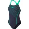 Speedo Medley Logo 1 Piece Badpak - True Navy/Green Glow