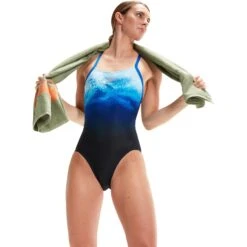 Speedo Placement Digital Fixed Crossback Badpak - Black/True Navy/Cobalt Pop/White -Speedo speedo placement digital fixed crossback bathing suit black true navy cobalt pop white 7 1515960