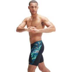 Speedo Placement Digital V-Cut Zwemjammer - Black/Cobalt Pop/Green Glow -Speedo speedo placement digital v cut jammer black cobalt pop green glow 5 1516738