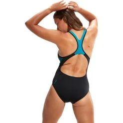 Speedo Placement Laneback Badpak - Black/aquarium/miami Lilac -Speedo speedo placement laneback bathings suit black aquarium miami lilac 10 1425414