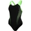 Speedo Placement Laneback Women's Bathing Suit - Black/zest Green -Speedo speedo placement laneback womens bathing suit black zest green 971239