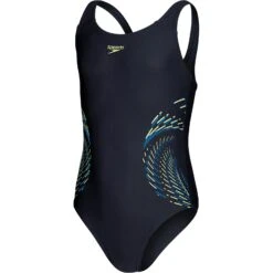 Speedo Placement Muscleback Meisjes Badpak - True Navy/bondi Blue/spritz