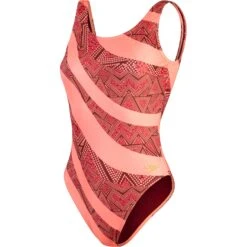 Speedo Printed Deep U-Back Badpak - Oxblood/soft Coral