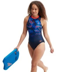 Speedo Printed Hydrasuit Dames - True Navy/True Cobalt/Hypersonic Blue/Electric Pink/Volcanic Orange -Speedo speedo printed hydrasuit womens true navy true cobalt hypersonic blue electric pink volcanic orange 13 1515820
